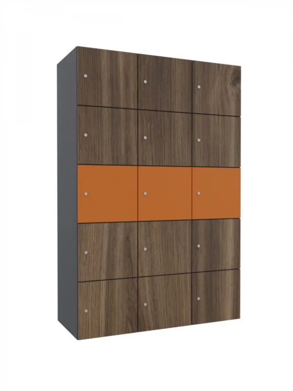 Depository metal cabinet with wood